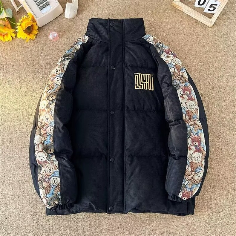 新款风刺绣棉服青少年秋冬季加厚宽松潮牌保暖外套MY0069/P102图片