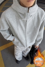 450g重磅华棉解构连帽宽松银狐绒卫衣外套男W5088J加绒特P70控128，女装短外套，电商A001-1