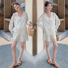 2025新款天丝绣花防晒短裤套装，女装套装/套裙，奕可儿