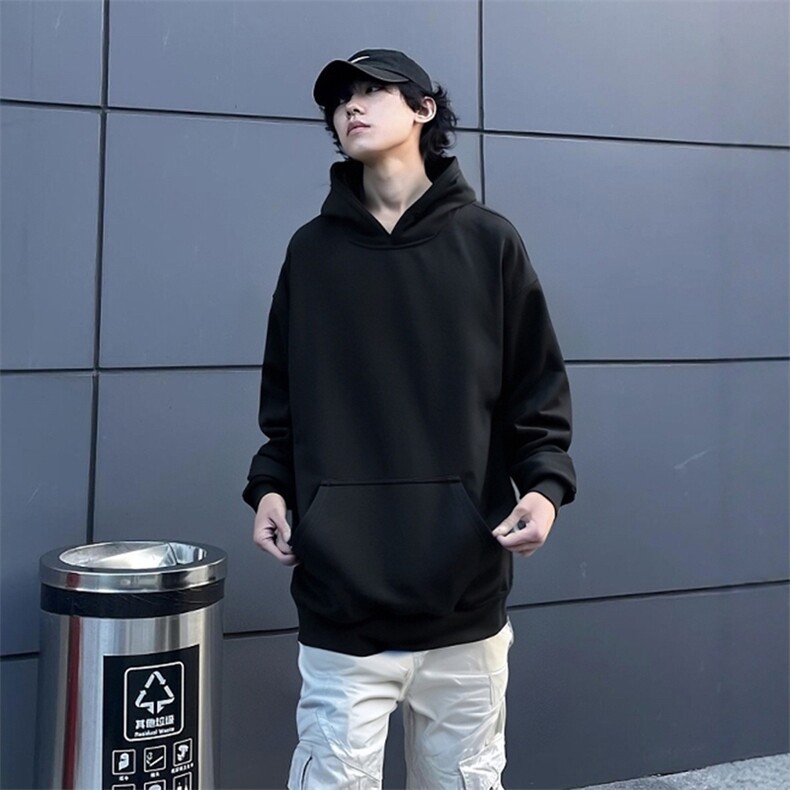 抖音得物高品质二开秋冬美式高街重磅结构辑明线连帽卫衣外套W75,男装卫衣,电商A486-1