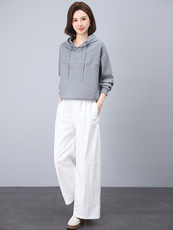 2025秋装新款简约时尚休闲连帽卫衣两件套，女装套装/套裙，阿丹