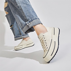 头层羊皮帆布鞋女2023秋季新款女士两穿小白鞋厚底板鞋女休闲女鞋，女鞋帆布鞋，电商A223