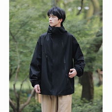 户外冲锋衣男秋季新款男士夹克纯色连帽外套潮流A266-JK8018-P45，男装夹克，电商A266