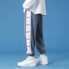 蓝底2024秋冬新款撞色串标束脚运动休闲潮牌裤子2120-45控69,男装休闲裤,星座914-3