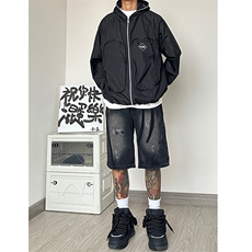 B221美式ins高街暗黑小众百搭牛仔短裤五分裤LK23090-P55控78，男装牛仔裤，电商B221
