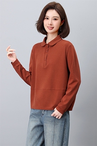 休闲翻领卫衣女春秋款2025新款宽松洋气中年妈妈薄款时尚遮肚上衣图片