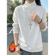 加厚加绒立领斜半拉链卫衣冬季复古打底衫男女D54167-TP35不，男装T恤，电商A102