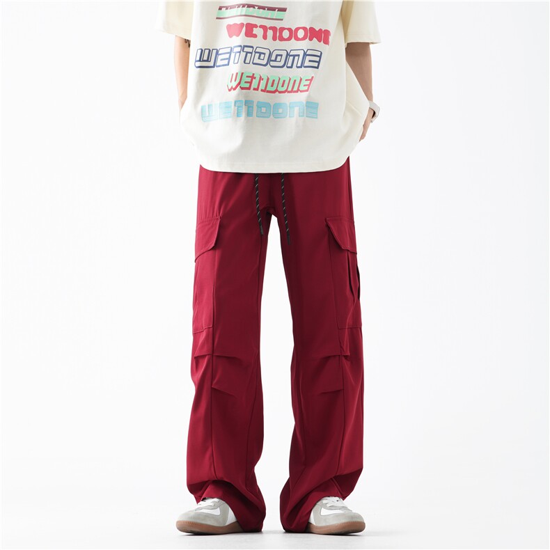 抖音品质夏季新款工装口袋褶皱宽松冰丝裤B315-K24180-特P35控68,男装工装外套,电商B315