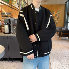 毛呢夹克男士美式复古衣服宽松棒球服呢子外套2025春潮W6293-P60，男装夹克，星座412-2