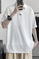 冰丝96%涤纶.4%氨纶港风简约polo衫宽松翻领短袖A177/T555-P30，男装T恤，电商A177