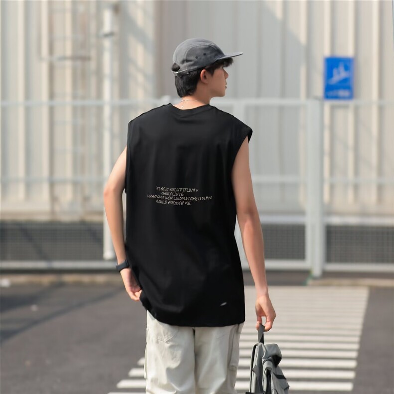 夏季新款无袖背心男潮牌inst恤外穿砍袖运动宽松个性潮流BT37-p30,男装背心/马甲,星座1008