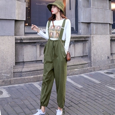 2021春秋款时尚减龄背带裤+印花T恤两件套舒适潮流，女装套装/套裙，秋水欣儿