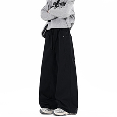 美式复古褶皱秋夏cleanfit宽松直筒简约阔腿休闲裤子K02535-P60，男装休闲裤，星座308B-2