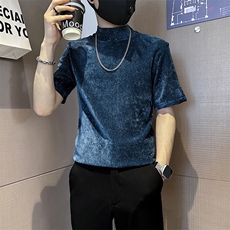 半高领T恤男短袖修身打底衫满天星烫钻社会小伙301C-DT75-P58，男装T恤，星座301C（原B323）