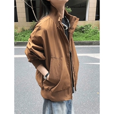 现货26春装美拉德立领飞行夹克纯色复古廓形高街棒球服外套，男装夹克，电商A486-1