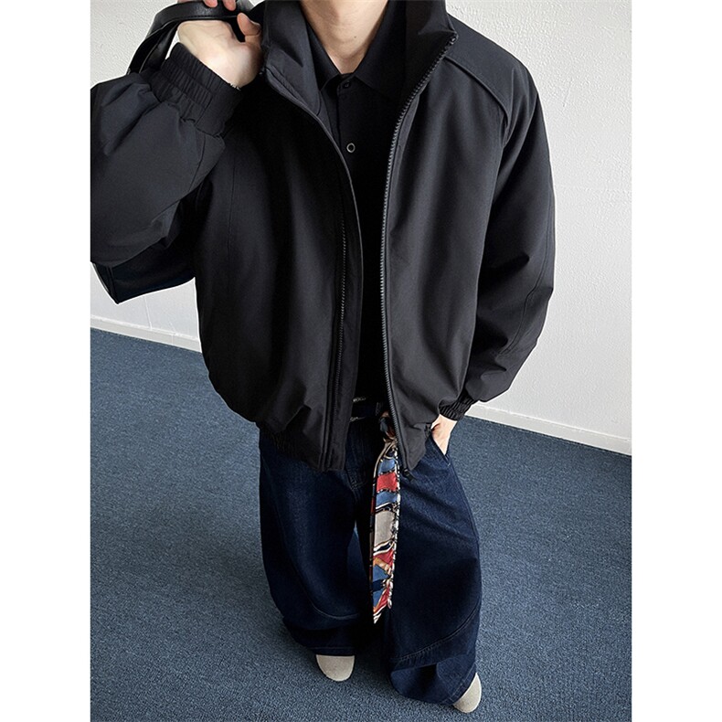 现货美式高街休闲夹克冬季三防立领纯色户外工装加厚棉服外套,男装夹克,电商A486