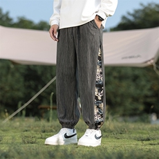 灯芯绒束脚哈伦裤男秋冬季风复古拼接休闲长裤子大码219-WK21，男装休闲裤，星座219