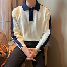 拼色领子针织衫男秋冬新款儒雅修身毛衣网络图，男装针织衫/毛衣，星座410-7