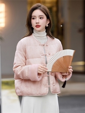 时尚立领羽绒服女2025冬季新款新中式宽松洋气短款羽绒外套，女装棉衣/棉服，伊航服饰