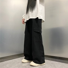 秋季潮牌宽松束脚休闲裤日系复古阔腿工装裤男卡其色K7486-P43，男装休闲裤，星座512-3