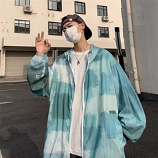 夏季潮牌外搭休闲防晒衣男港风宽松袖子薄款夹克上衣，男装夹克，星座410-7