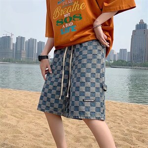 阔腿牛仔短裤男夏季薄款2023新款复古百搭工装五分裤N472P38,男装牛仔裤,星座1116-2