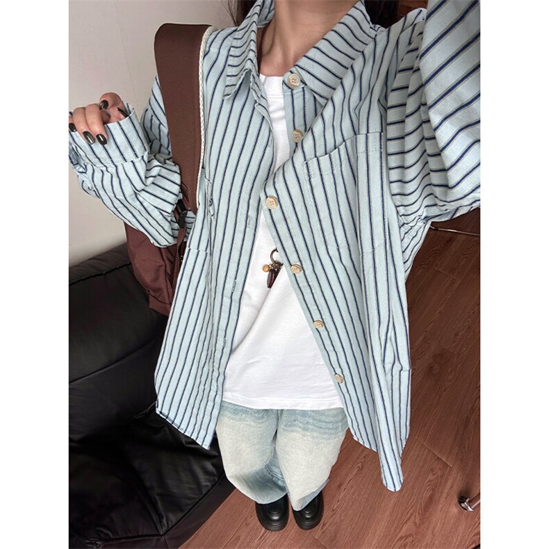 特P52无差价新款秋季潮流百搭条纹长袖衬衫-HS2305非网图，男装衬衫，电商A003