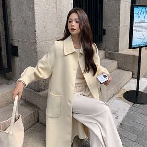 新年红色双面羊绒大衣女结婚2025秋冬新款高级感中长款羊毛呢外套图片