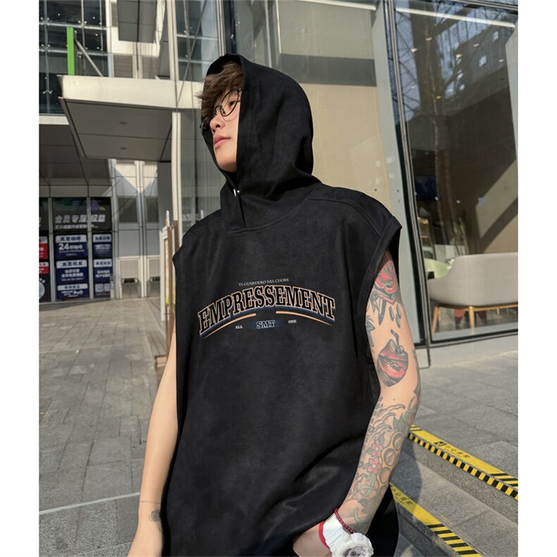 麂皮绒连帽背心坎肩男T恤美式港风JLB462-P30控48,男装背心/马甲,电商B370