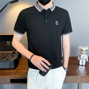 6606-P58 夏季刺绣字母短袖POLO衫男T恤半袖新款痞帅男装-1 控78图片