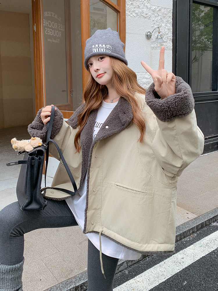 减龄小个子拼色加厚派克服女冬短款工装保暖外套,女装派克服,浙宝113