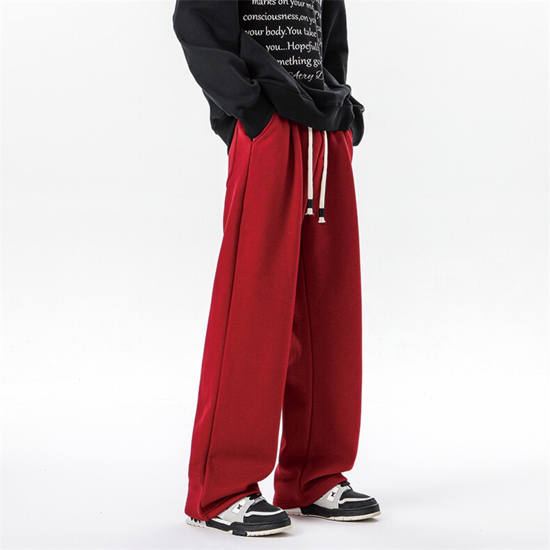 纯色休闲卫裤男款直筒美式运动裤特大码宽松阔腿裤KZ006P45加绒55，男装休闲裤，电商B312