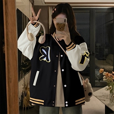 C882-P100春季新款卫衣学生情侣彩色重工+刺绣棒球服休闲潮流外套，女装短外套，星座911-2(原星座613-2）