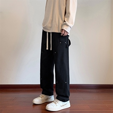 KP830P55美式潮流休闲裤男港风宽松直筒拖地裤束脚裤卫裤，男装休闲裤，星座1204-3