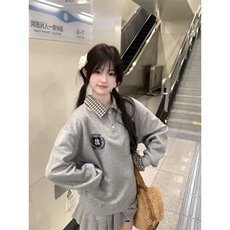 5297-P50原版做工刺绣纯棉华棉复合POLO领卫衣薄款，女装卫衣/绒衫，星座617A-2