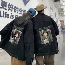秋季港风大码不一样情侣学生印花牛仔外套男JK564-P6588，男装工装外套，星座912-1（原星座914-5）