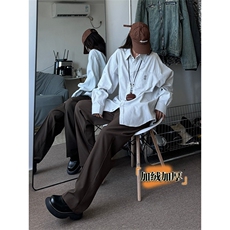 中性直筒垂感西裤加绒加厚休闲裤310A-2BK335P55常规p45控68，男装休闲裤，星座310A-2