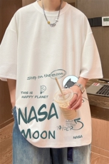 NASA联名同款华夫格t恤男短袖男大码五分袖酒店风HT73187-P22，男装T恤，电商A040