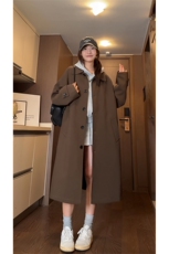 秋季新款Q2589-TP95148情侣款长款风衣女韩系过膝长外套男，男装风衣，电商A102