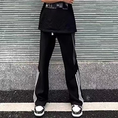 春夏季新款美式条纹运动休闲裤男女百搭潮宽松显瘦直筒阔腿裤子，男装休闲裤，四季星座505