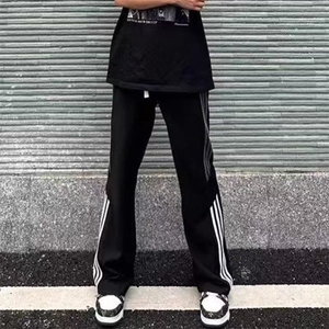 春夏季新款美式条纹运动休闲裤男女百搭潮宽松显瘦直筒阔腿裤子图片