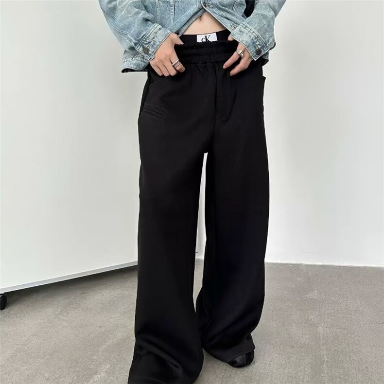 韩版小众高级感休闲直筒卫裤男阔腿垂感拖地长裤XQ128-P40，男装休闲裤，星座208-5