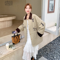 有货卡通刺绣风衣外套5221P175K248，女装风衣，2C176