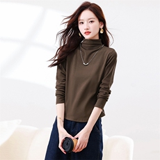 现货长袖打底衫女2025秋冬季新款修身显瘦高级感纯色内搭上衣，女装卫衣/绒衫，浙宝281