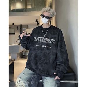 W6201 P45 控68 脏脏扎染圆领宽松卫衣图片
