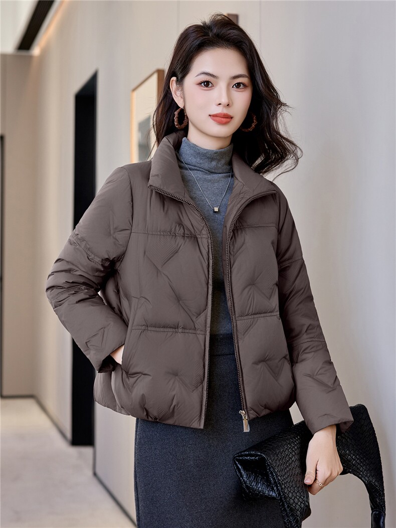 秋冬短款轻薄立领羽绒服女2025新款户外健身鸭绒防风棉服,女装羽绒服,阿舍尔精品