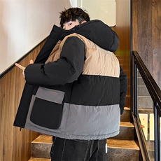 店主风2026新品冬季宽松情侣装撞色棉服冬装加厚外套D008-P100，男装棉衣，星座717