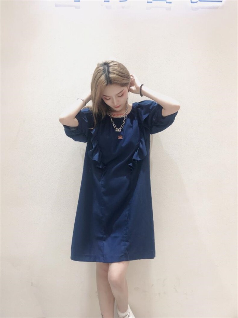 后背系带木耳花边裙，其它，雪莉雷拉