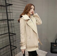 现货皮衣纯色POLO领2021年冬季长袖中长款时尚不掉毛,女装毛呢外套,奕薇雅