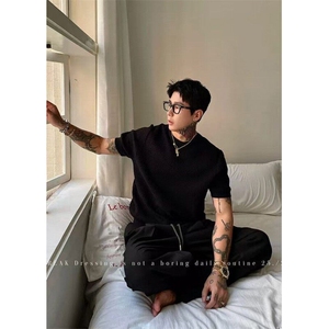 网T-2026新品针织毛衣短袖T恤凉感POLO衫T恤条纹打底衫 WK43-P38图片